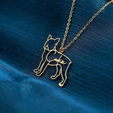 PawsPersona custom Frenchie necklace with gold cat outline pendant