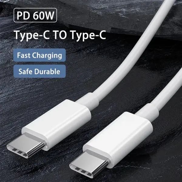 PD 60W USB C to USB Type C Cable Fast Charge Data Cable For Iphone 15 15Pro Huawei Samsung Xiaomi Data Line Black White