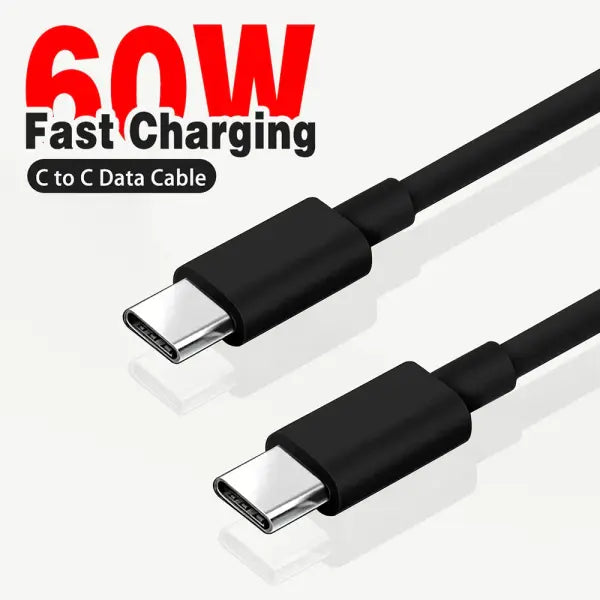 PD 60W USB C to USB Type C Cable Fast Charge Data Cable For Iphone 15 15Pro Huawei Samsung Xiaomi Data Line Black White