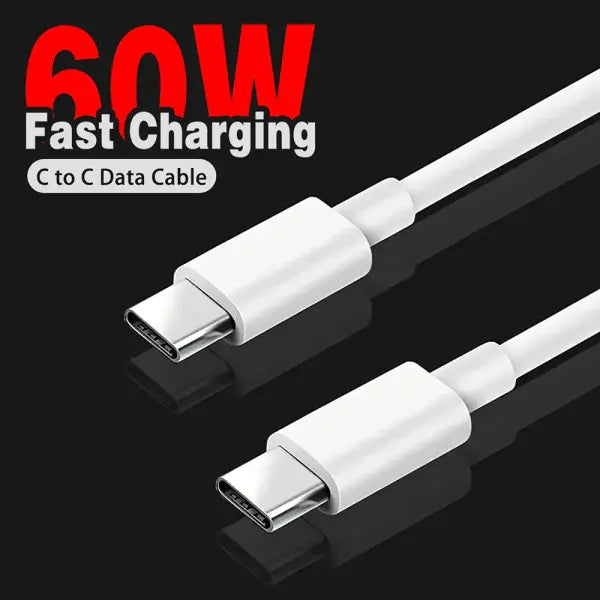 PD 60W USB C to USB Type C Cable Fast Charge Data Cable For Iphone 15 15Pro Huawei Samsung Xiaomi Data Line Black White