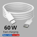 PD 60W USB C to USB Type C Cable Fast Charge Data Cable For Iphone 15 15Pro Huawei Samsung Xiaomi Data Line Black White