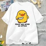Peace Was Never An Option’ Goose T-Shirt – Funny Chaos Animal Graphic Tee Soft Summer Cotton Short Sleeve Top Aesthetic