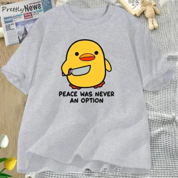 Peace Was Never An Option’ Goose T-Shirt – Funny Chaos Animal Graphic Tee Soft Summer Cotton Short Sleeve Top Aesthetic