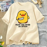 Peace Was Never An Option’ Goose T-Shirt – Funny Chaos Animal Graphic Tee Soft Summer Cotton Short Sleeve Top Aesthetic