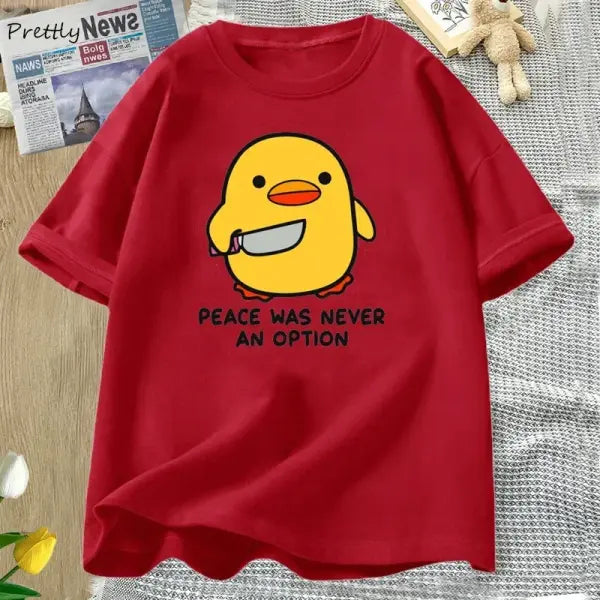 Peace Was Never An Option’ Goose T-Shirt – Funny Chaos Animal Graphic Tee Soft Summer Cotton Short Sleeve Top Aesthetic