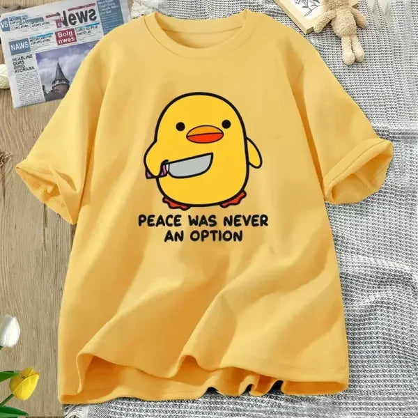 Peace Was Never An Option’ Goose T-Shirt – Funny Chaos Animal Graphic Tee Soft Summer Cotton Short Sleeve Top Aesthetic