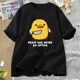 Peace Was Never An Option’ Goose T-Shirt – Funny Chaos Animal Graphic Tee Soft Summer Cotton Short Sleeve Top Aesthetic