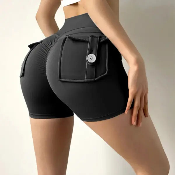 Peach Butt Fitness Shorts Women’s Exercise Three-Quarter Pants Cargo Air Dry Pocket Yoga Tight Lift Summer
