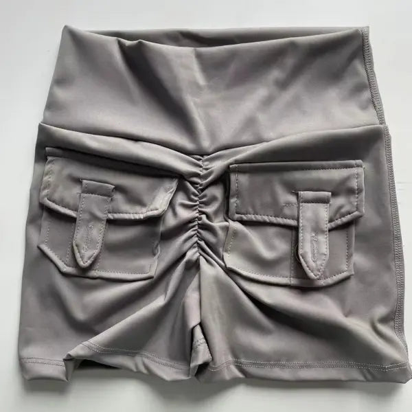 Peach Butt Fitness Shorts Women’s Exercise Three-Quarter Pants Cargo Air Dry Pocket Yoga Tight Lift Summer - Dark Grey