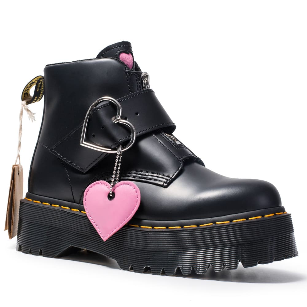 Peach heart fashion boots women zipper ankle boots - Black / 34