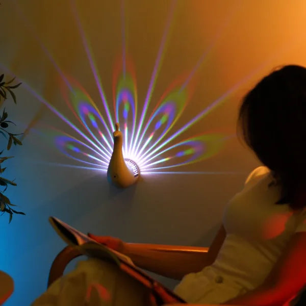 Peacock Wall Lamp – 3D Animal Sconce with Colorful Ambient Lighting - Himpall