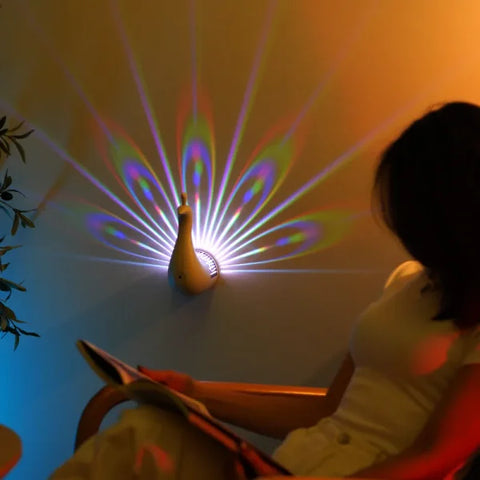 Peacock Wall Lamp – 3D Animal Sconce with Colorful Ambient Lighting - Himpall