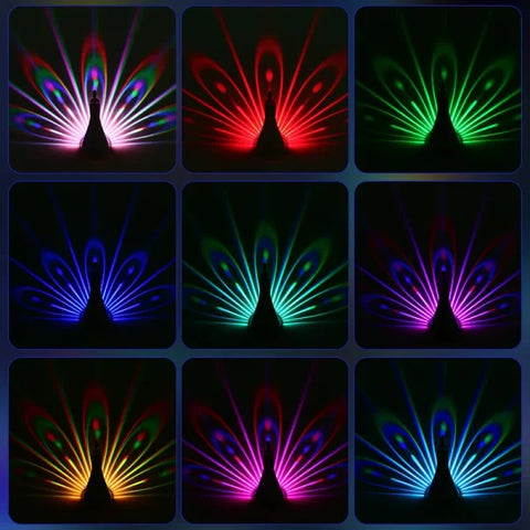 Peacock Wall Lamp – 3D Animal Sconce with Colorful Ambient Lighting - Himpall