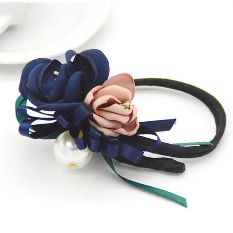 Pearl Flower Hair Plate Accessories - Blue