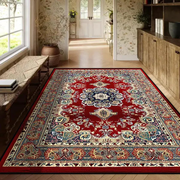 Persian Red Carpet Machine Washable 3D Printed Anti-slip Rug - BS181-Flannel-15 / 3.9x5.2ft(120x160cm)