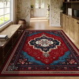 Persian Red Carpet Machine Washable 3D Printed Anti-slip Rug