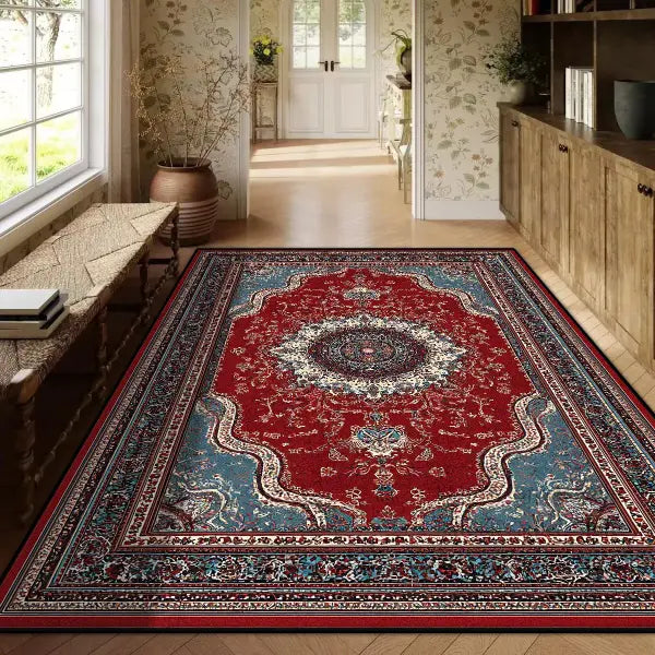 Persian Red Carpet Machine Washable 3D Printed Anti-slip Rug - BS128-Flannel-3 / 2.6x3.9ft(80x120cm)