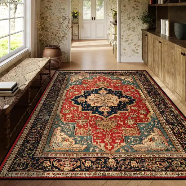 Persian Red Carpet Machine Washable 3D Printed Anti-slip Rug - BS126-Flannel-2 / 1.9x2.9ft(60x90cm)