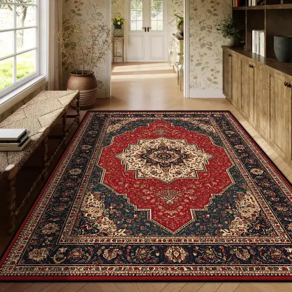 Persian Red Carpet Machine Washable 3D Printed Anti-slip Rug - BS136-Flannel-7 / 3.9x5.2ft(120x160cm)
