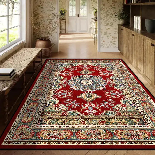 Persian Red Carpet Machine Washable 3D Printed Anti-slip Rug - BS179-Flannel-13 / 2.6x3.9ft(80x120cm)