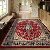 Persian Red Carpet Machine Washable 3D Printed Anti-slip Rug