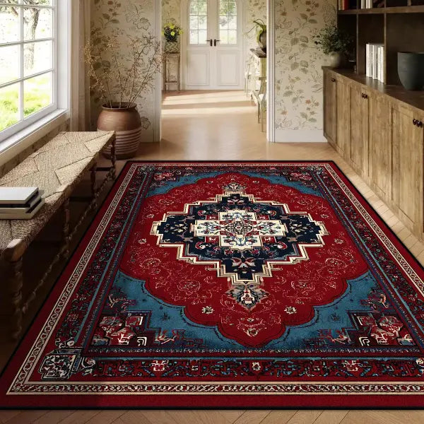 Persian Red Carpet Machine Washable 3D Printed Anti-slip Rug - BS132-Flannel-5 / 2.6x3.9ft(80x120cm)