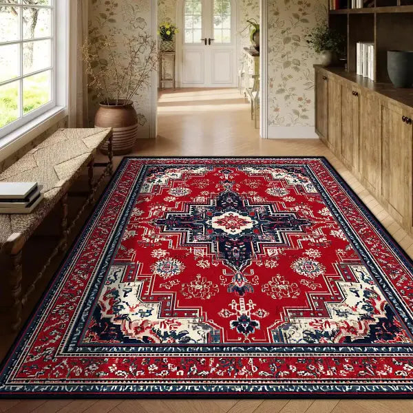 Persian Red Carpet Machine Washable 3D Printed Anti-slip Rug - BS134-Flannel-6 / custom contact