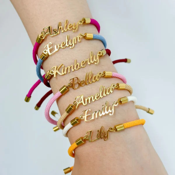 Personalized Custom Adjustable Jewelry with Colorful Rope Chain Bracelet - Himpall