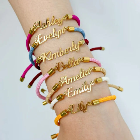 Personalized Custom Adjustable Jewelry with Colorful Rope Chain Bracelet - Himpall