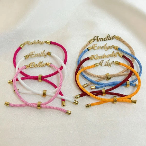 Personalized Custom Adjustable Jewelry with Colorful Rope Chain Bracelet - Himpall