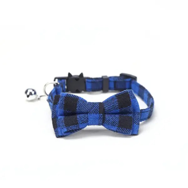 Pet Breakaway Cat Collar Bow Tie and Bell Cute Plaid Christmas Red Elastic Adjustable Dog Collar With Sash Small Bell