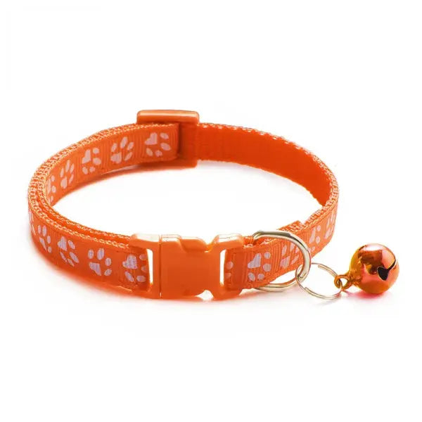 Pet cat bell collar dog print cat collar multiple colors optional necklace ring cat rope collar pet supplies - S