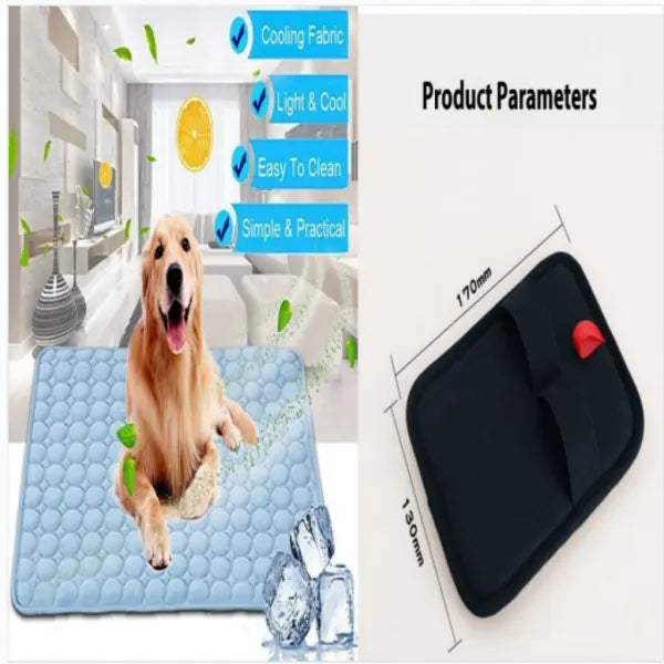 Pet Dog Cat Ice Silk Cold Nest Pad For Cooling In Summer - Blue set / 102x70cm