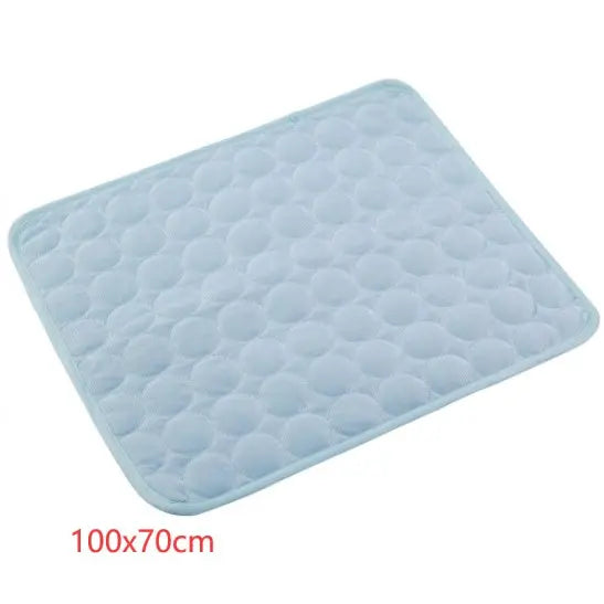 Pet Dog Cat Ice Silk Cold Nest Pad For Cooling In Summer - Light blue / 102x70cm