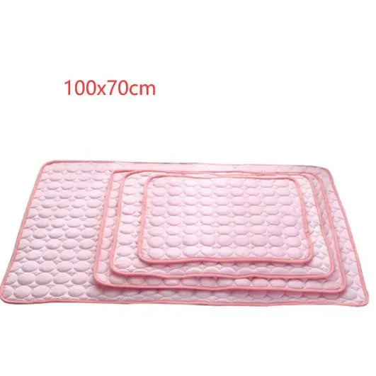 Pet Dog Cat Ice Silk Cold Nest Pad For Cooling In Summer - Pink / 102x70cm