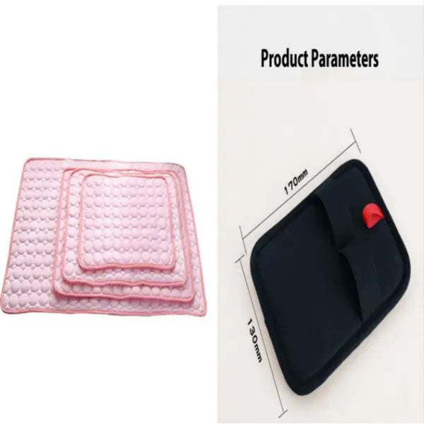 Pet Dog Cat Ice Silk Cold Nest Pad For Cooling In Summer - Pink set / 102x70cm