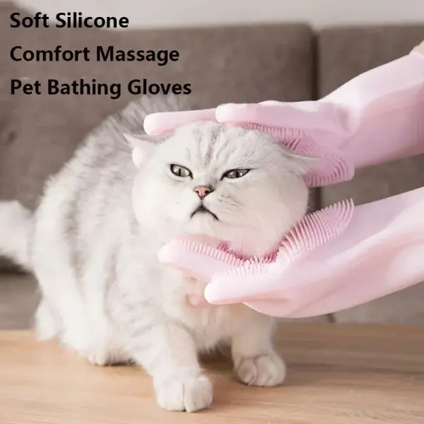 Pet Grooming Cleaning Gloves Dog Cat Bathing Shampoo Glove Scrubber Magic Dishwashing Cleanner Sponge Silicon Hair
