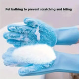 Pet Grooming Cleaning Gloves Dog Cat Bathing Shampoo Glove Scrubber Magic Dishwashing Cleanner Sponge Silicon Hair