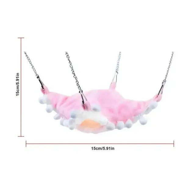 Pink and white hamster swing with Pet Head Peach Spray Dry Shampoo 300ml