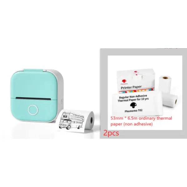 Phomemo T02 Portable Bluetooth Thermal Label Printer - All green set1 / USB