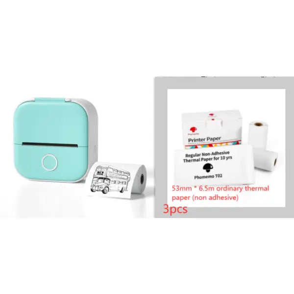 Phomemo T02 Portable Bluetooth Thermal Label Printer - All green set2 / USB