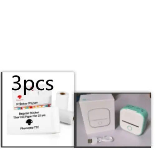 Phomemo T02 Portable Bluetooth Thermal Label Printer - Green Set2 / USB