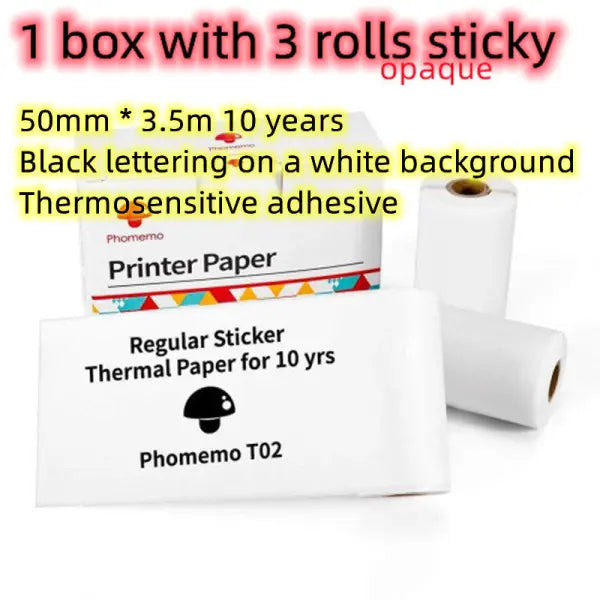 Phomemo T02 Portable Bluetooth Thermal Label Printer - Printer paper / USB