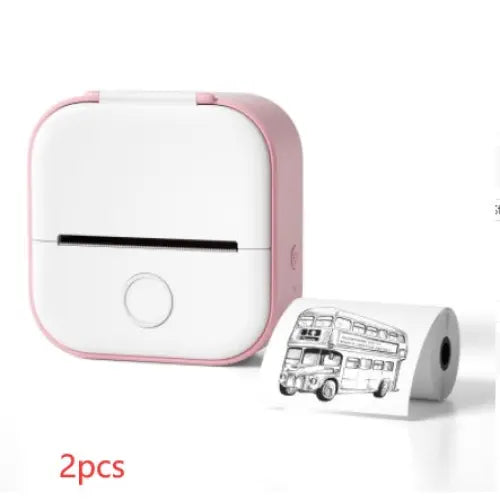 Phomemo T02 Portable Bluetooth Thermal Label Printer - Pink 2pcs / USB
