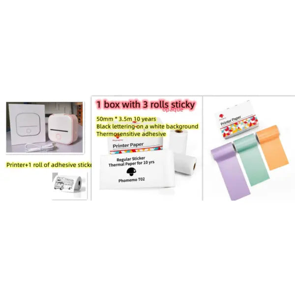Phomemo T02 Portable Bluetooth Thermal Label Printer - Pink setE / USB