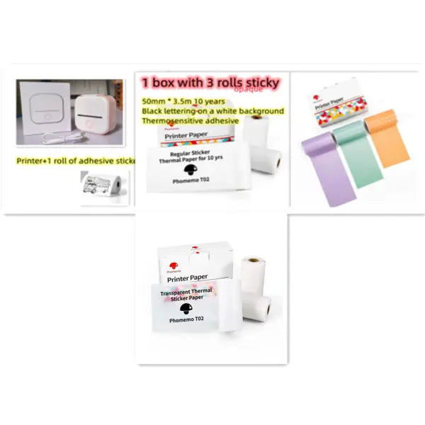 Phomemo T02 Portable Bluetooth Thermal Label Printer - Set10 / USB