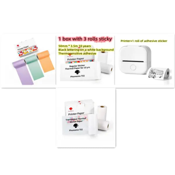 Phomemo T02 Portable Bluetooth Thermal Label Printer - Set11 / USB