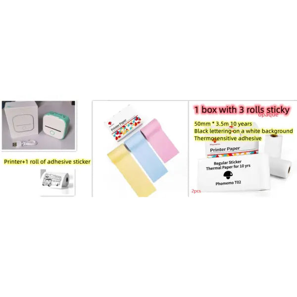 Phomemo T02 Portable Bluetooth Thermal Label Printer - Set5 / USB