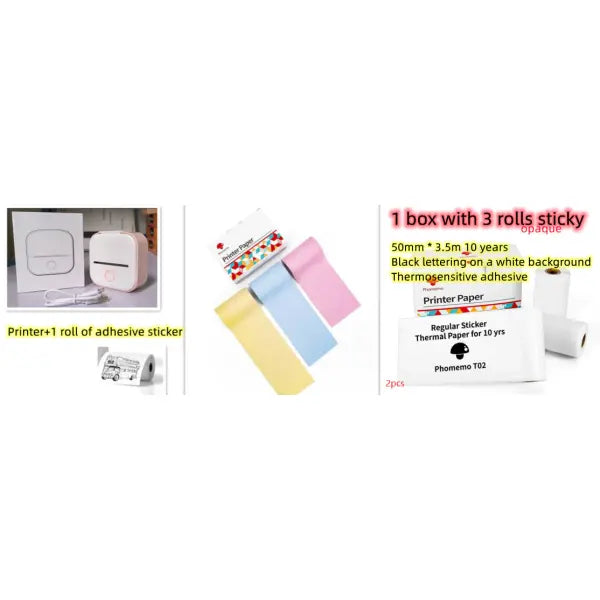 Phomemo T02 Portable Bluetooth Thermal Label Printer - Set6 / USB