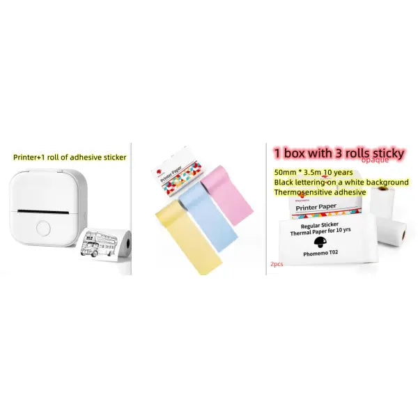 Phomemo T02 Portable Bluetooth Thermal Label Printer - Set7 / USB